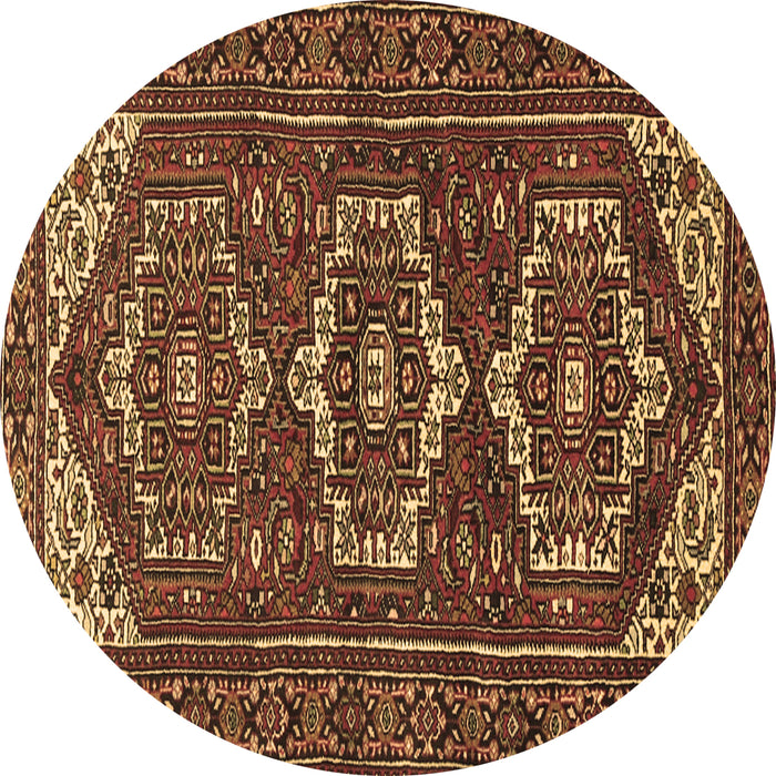 Round Machine Washable Persian Brown Traditional Rug, wshtr3563brn