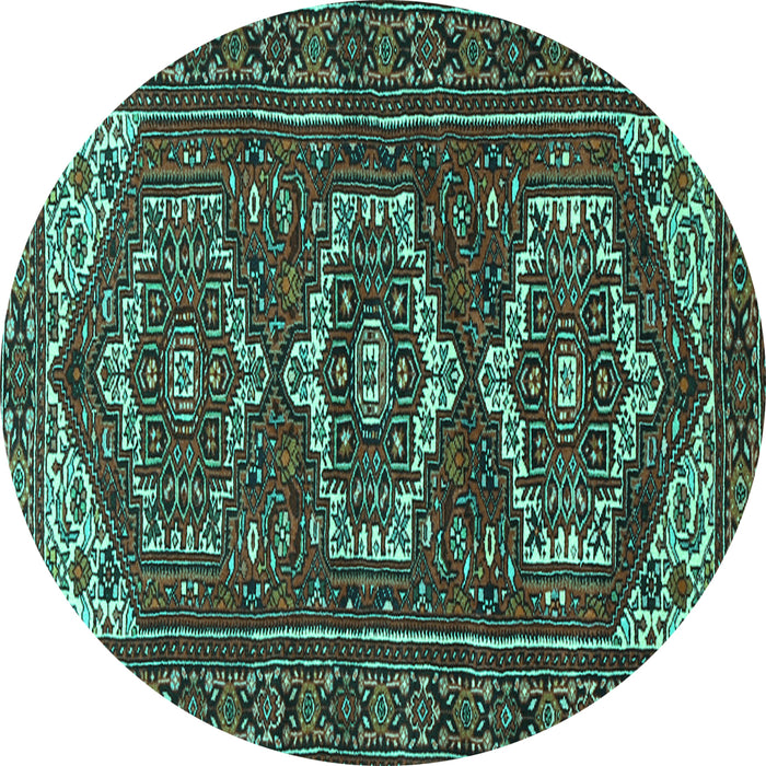 Round Persian Turquoise Traditional Rug, tr3563turq