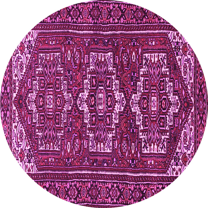 Round Machine Washable Persian Pink Traditional Rug, wshtr3563pnk