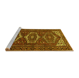 Sideview of Machine Washable Persian Yellow Traditional Rug, wshtr3563yw