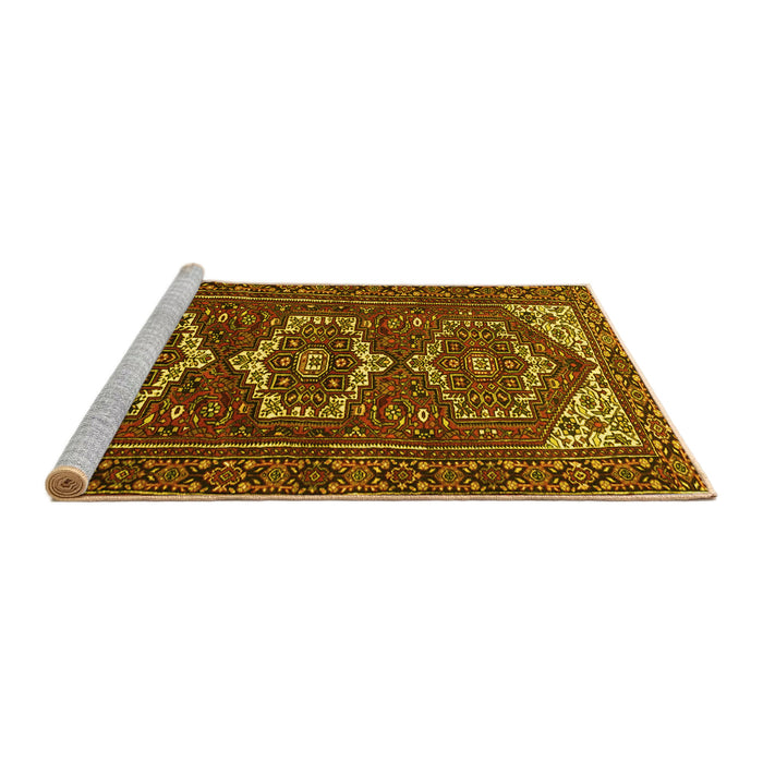 Sideview of Machine Washable Persian Yellow Traditional Rug, wshtr3563yw