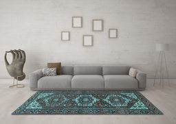 Machine Washable Persian Light Blue Traditional Rug in a Living Room, wshtr3563lblu