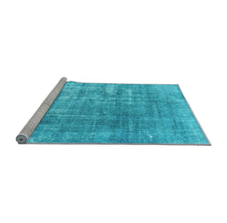 Sideview of Machine Washable Persian Light Blue Traditional Rug, wshtr3564lblu