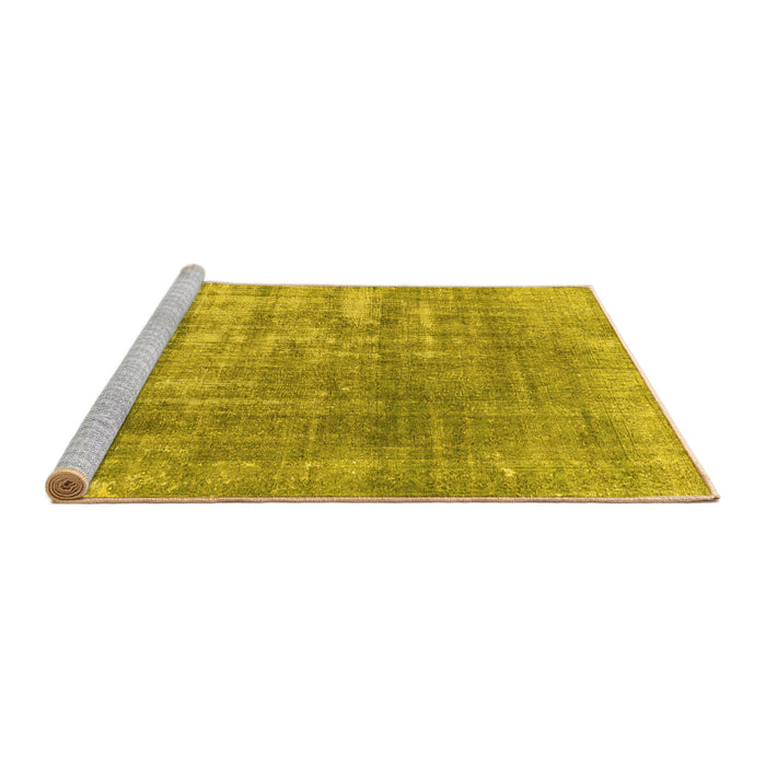 Sideview of Machine Washable Persian Yellow Traditional Rug, wshtr3564yw