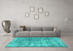 Machine Washable Persian Turquoise Traditional Area Rugs in a Living Room,, wshtr3564turq