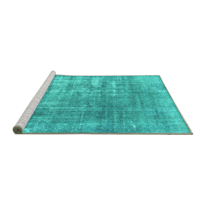 Sideview of Machine Washable Persian Turquoise Traditional Area Rugs, wshtr3564turq