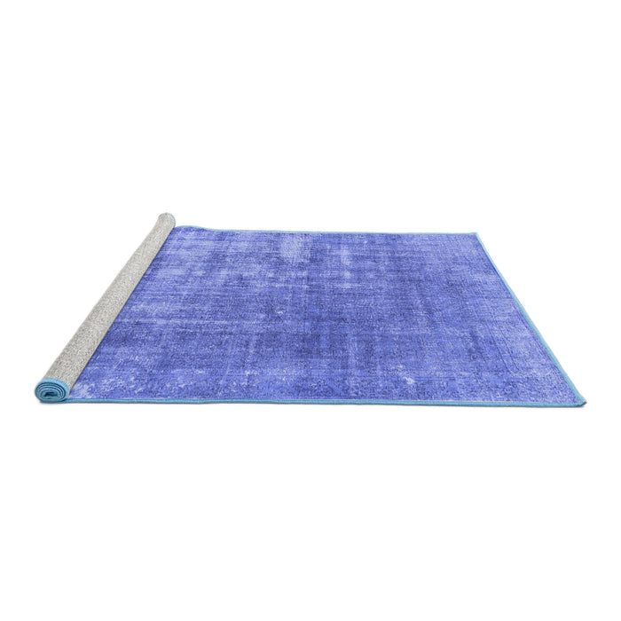 Sideview of Machine Washable Persian Blue Traditional Rug, wshtr3564blu