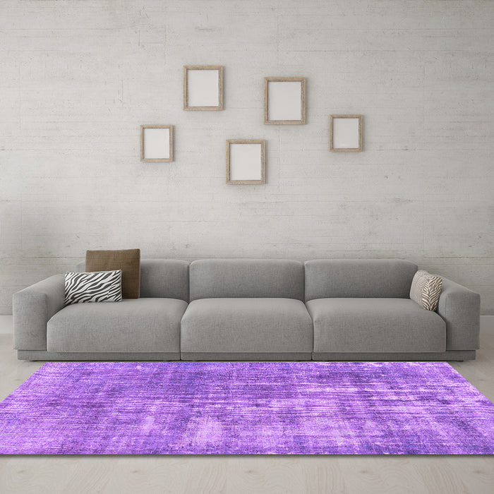 Machine Washable Persian Purple Traditional Area Rugs in a Living Room, wshtr3564pur