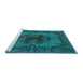 Sideview of Machine Washable Traditional DarkTurquoise Green Rug, wshtr3565