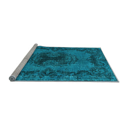 Sideview of Machine Washable Persian Light Blue Bohemian Rug, wshtr3565lblu