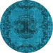 Round Persian Light Blue Bohemian Rug, tr3565lblu