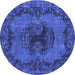Round Machine Washable Persian Blue Bohemian Rug, wshtr3565blu