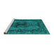 Sideview of Machine Washable Persian Turquoise Bohemian Area Rugs, wshtr3565turq