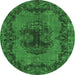 Round Machine Washable Persian Emerald Green Bohemian Area Rugs, wshtr3565emgrn