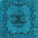 Square Machine Washable Persian Light Blue Bohemian Rug, wshtr3565lblu
