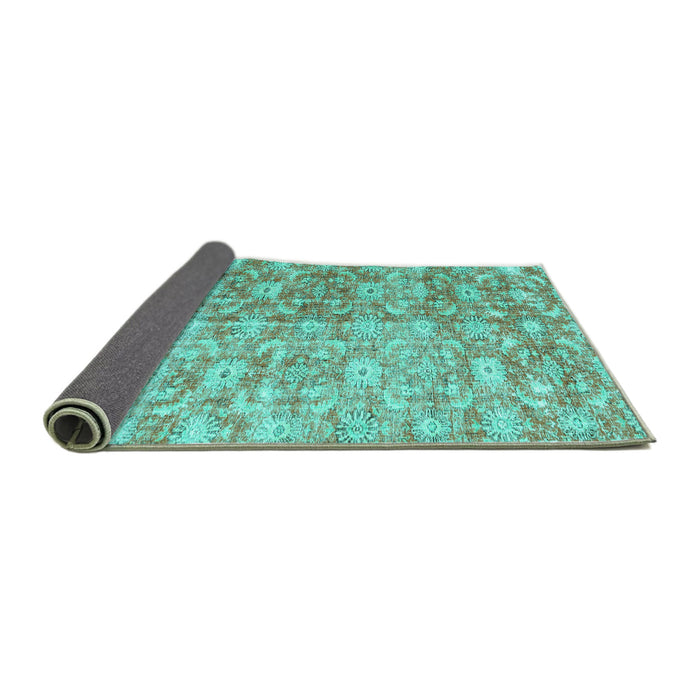Sideview of Persian Turquoise Traditional Rug, tr3566turq