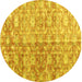 Round Machine Washable Persian Yellow Traditional Rug, wshtr3566yw