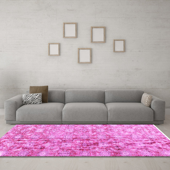 Machine Washable Persian Pink Traditional Rug in a Living Room, wshtr3566pnk