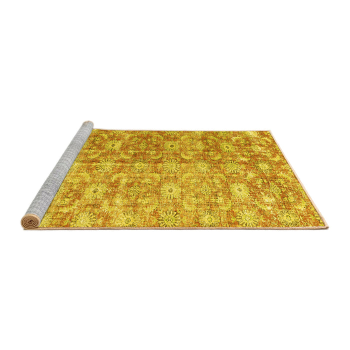 Sideview of Machine Washable Persian Yellow Traditional Rug, wshtr3566yw