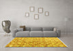 Machine Washable Persian Yellow Traditional Rug in a Living Room, wshtr3566yw