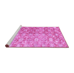Sideview of Machine Washable Persian Pink Traditional Rug, wshtr3566pnk