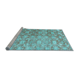 Sideview of Machine Washable Persian Light Blue Traditional Rug, wshtr3566lblu