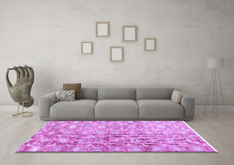 Machine Washable Persian Purple Traditional Area Rugs in a Living Room, wshtr3566pur