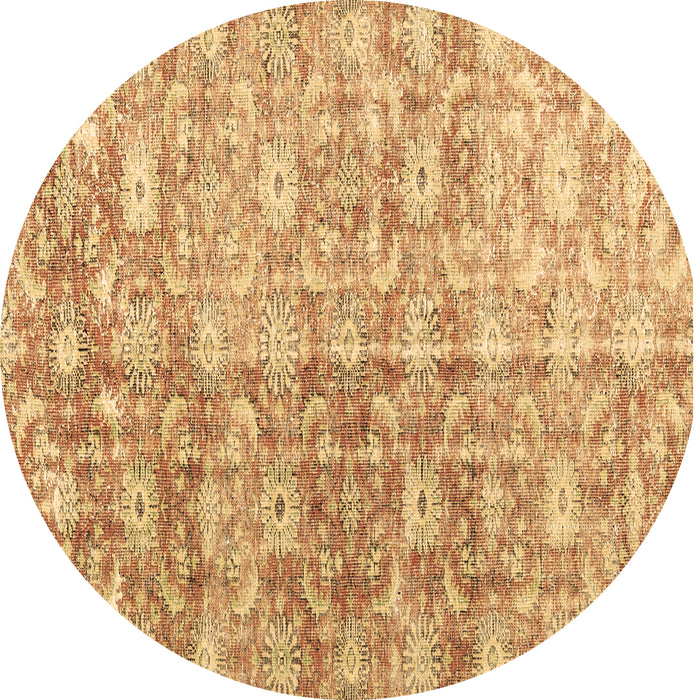 Round Persian Brown Traditional Rug, tr3566brn