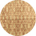 Round Persian Brown Traditional Rug, tr3566brn