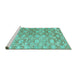 Sideview of Machine Washable Persian Turquoise Traditional Area Rugs, wshtr3566turq