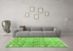 Machine Washable Persian Green Traditional Area Rugs in a Living Room,, wshtr3566grn