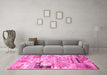 Machine Washable Persian Pink Traditional Rug in a Living Room, wshtr3567pnk