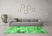 Machine Washable Persian Emerald Green Traditional Area Rugs in a Living Room,, wshtr3567emgrn