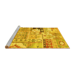 Sideview of Machine Washable Persian Yellow Traditional Rug, wshtr3567yw