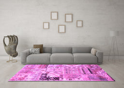 Machine Washable Persian Purple Traditional Area Rugs in a Living Room, wshtr3567pur