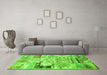 Machine Washable Persian Green Traditional Area Rugs in a Living Room,, wshtr3567grn