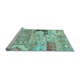 Sideview of Machine Washable Persian Light Blue Traditional Rug, wshtr3567lblu