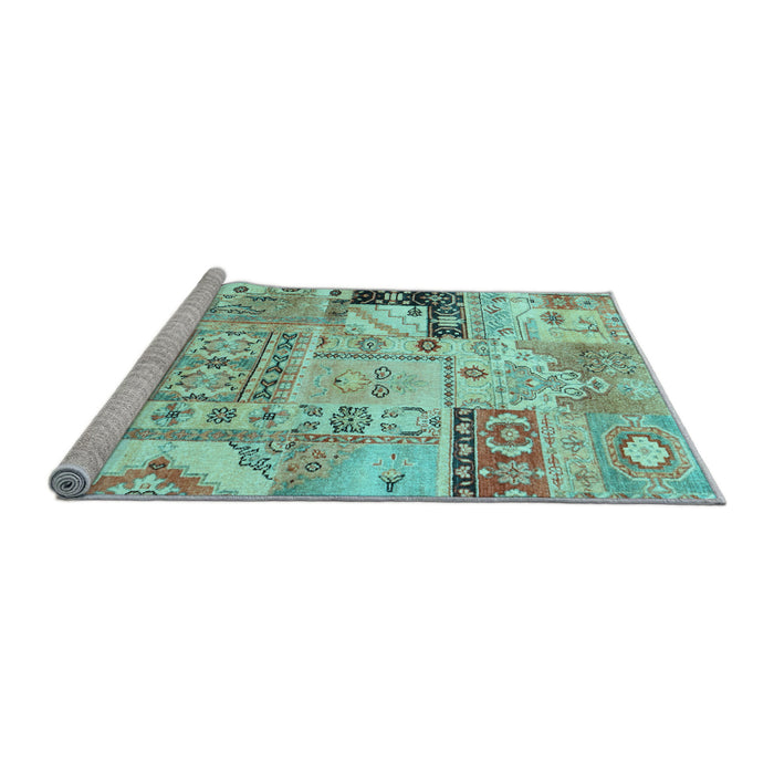 Sideview of Machine Washable Persian Light Blue Traditional Rug, wshtr3567lblu