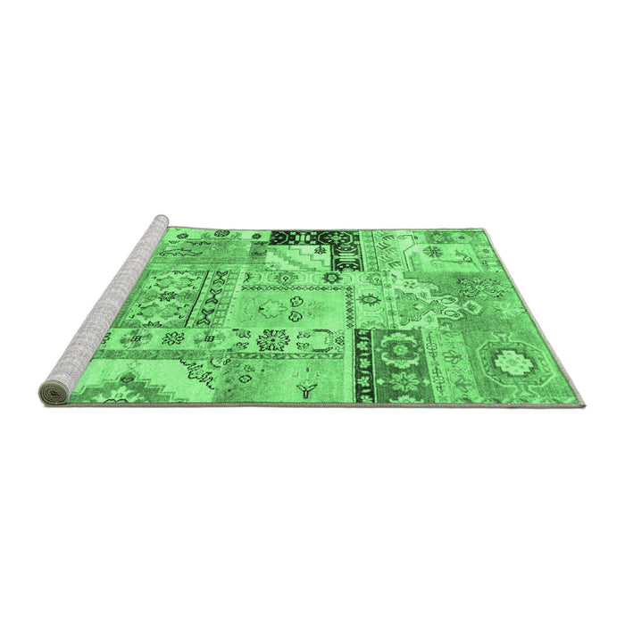 Sideview of Machine Washable Persian Emerald Green Traditional Area Rugs, wshtr3567emgrn