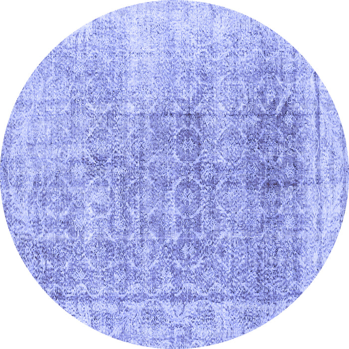 Round Machine Washable Persian Blue Traditional Rug, wshtr3568blu