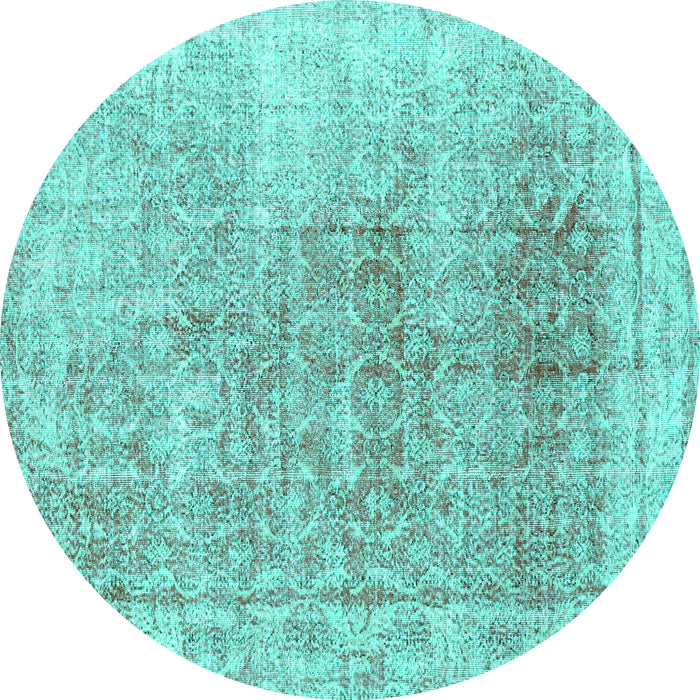 Round Persian Turquoise Traditional Rug, tr3568turq