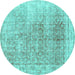 Round Persian Turquoise Traditional Rug, tr3568turq