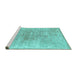 Sideview of Machine Washable Persian Turquoise Traditional Area Rugs, wshtr3568turq