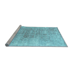 Sideview of Machine Washable Persian Light Blue Traditional Rug, wshtr3568lblu