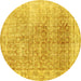 Round Persian Yellow Traditional Rug, tr3568yw