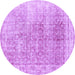 Round Machine Washable Persian Purple Traditional Area Rugs, wshtr3568pur