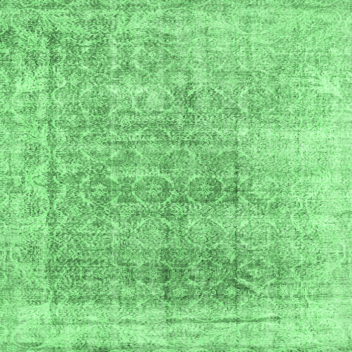Square Machine Washable Persian Emerald Green Traditional Area Rugs, wshtr3568emgrn