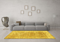 Machine Washable Persian Yellow Traditional Rug in a Living Room, wshtr3568yw