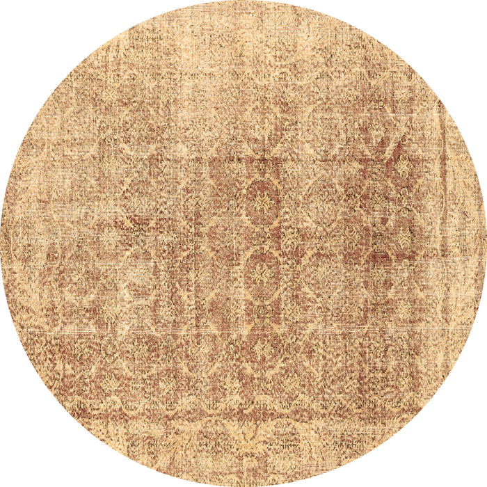 Round Machine Washable Persian Brown Traditional Rug, wshtr3568brn