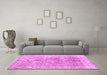 Machine Washable Persian Pink Traditional Rug in a Living Room, wshtr3568pnk